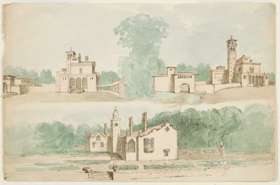 Three Architectural Sketches of Villas by Charles Cromwell Ingham